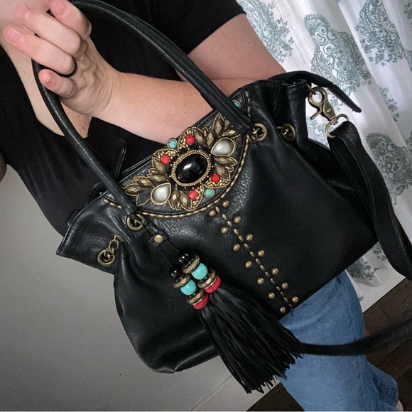 Mary Frances Black Leather Beaded Bag - Picture 15 of 15